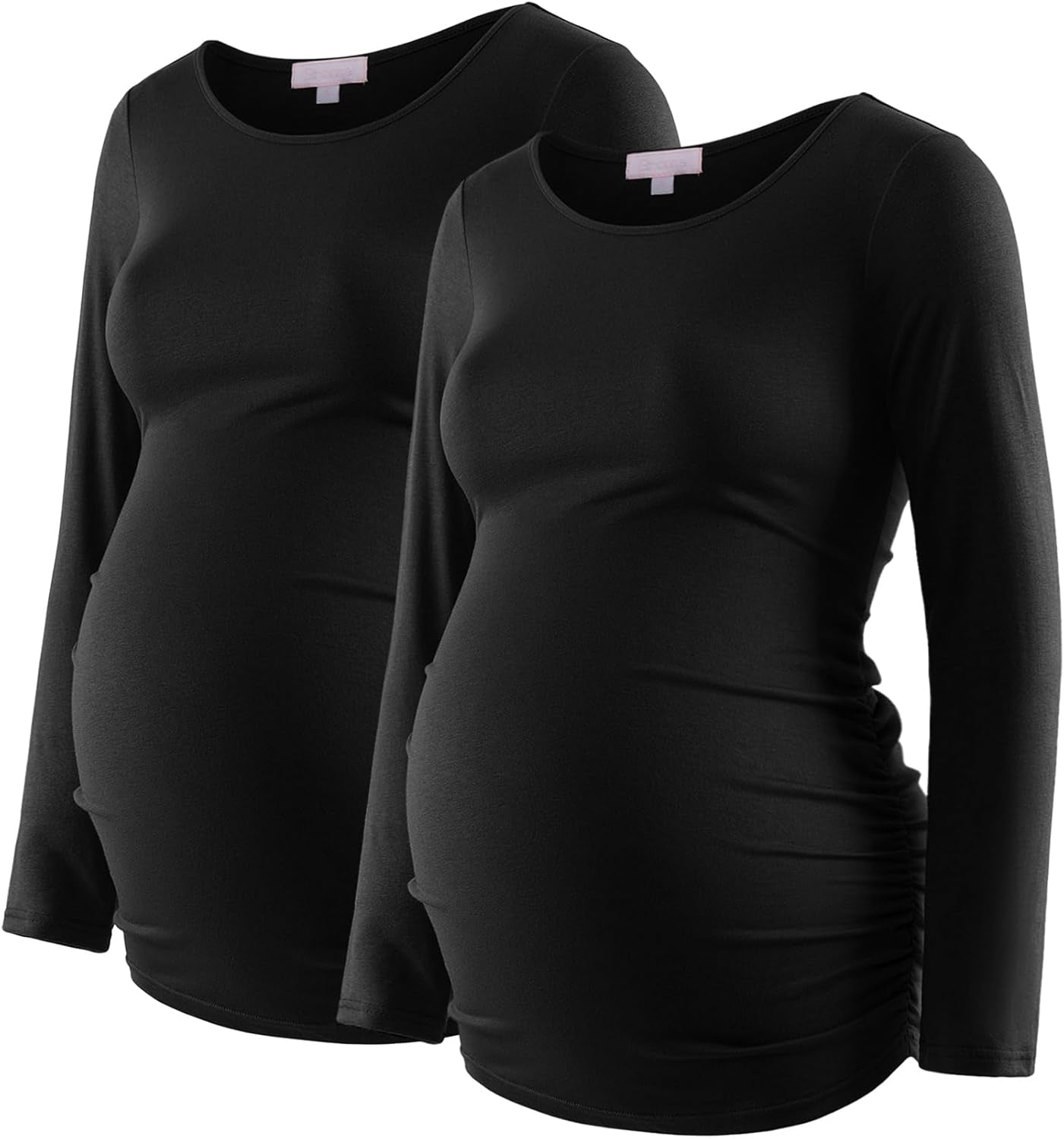 Maternity Shirt Long Sleeve Basic Top Ruch Sides Bodycon Tshirt for Pregnant Women