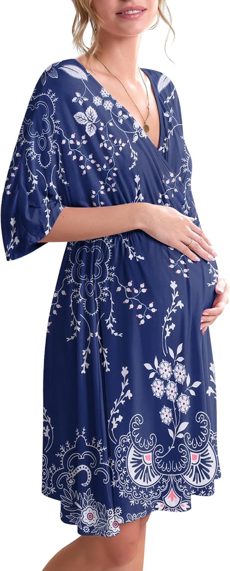 Ekouaer 3 in 1 Labor/Delivery/Hospital Gown Maternity Dress Nursing Nightgown Sleepwear for Breastfeeding