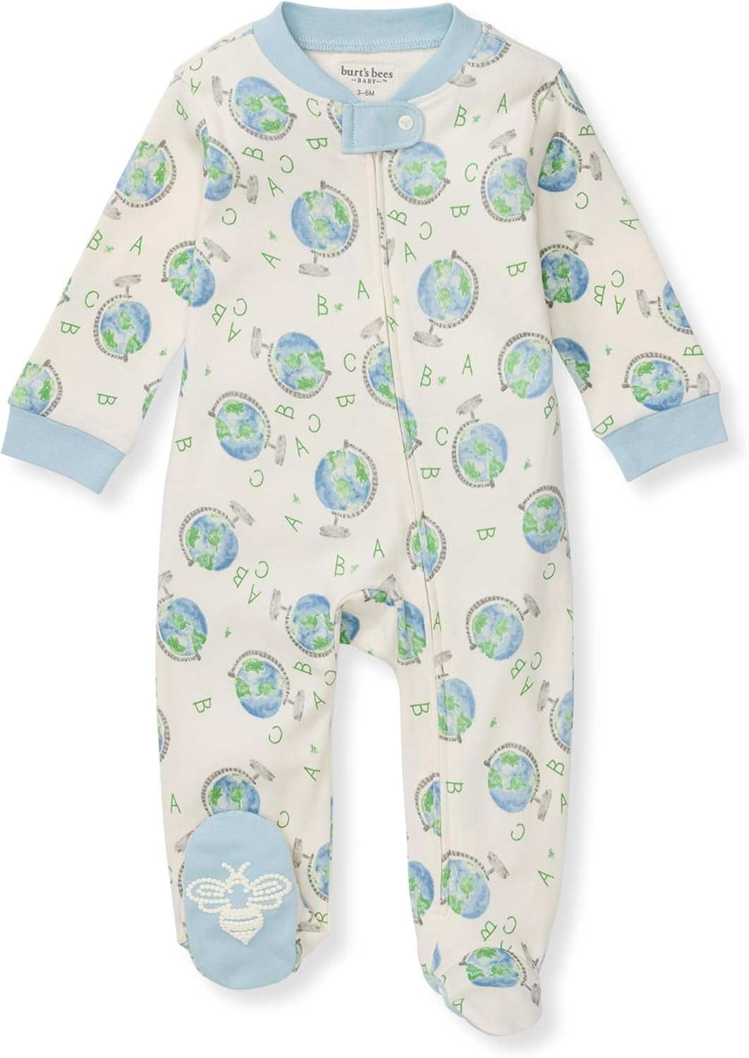 Burt'S Bees Baby Boys' Organic Cotton Loose Fit Sleep and Play One-Piece Zip Front Footed Pajamas