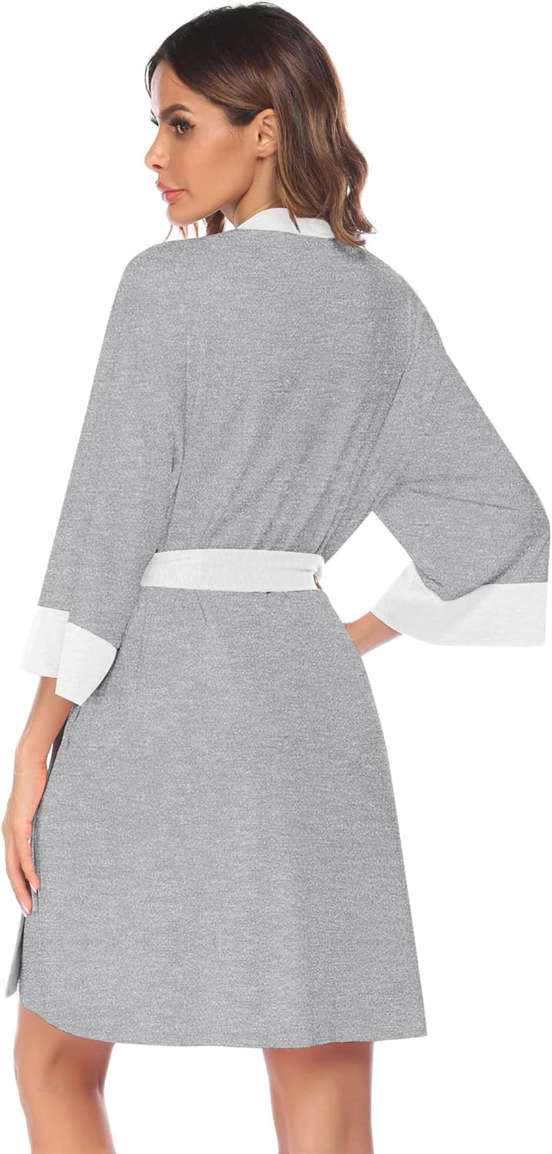 Ekouaer Maternity Nursing Robe Delivery Nightgowns Hospital Breastfeeding Gown A-Grey