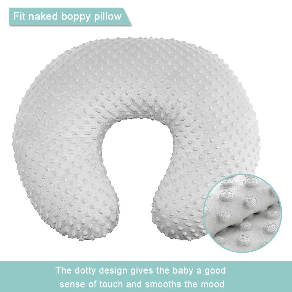 OWLOWLA Nursing Pillow Cover, Breastfeeding Pillow Slipcover Fits Nursing Pillow for Baby Boy Girl(Silver Gray)