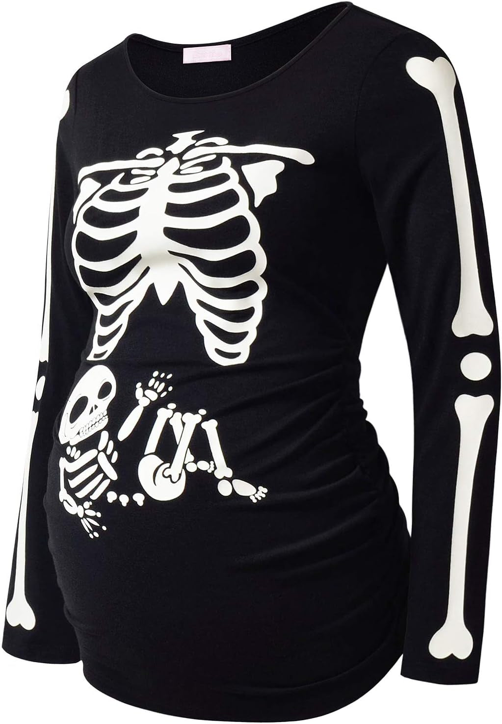 Maternity Shirt Long Sleeve Basic Top Ruch Sides Bodycon Tshirt for Pregnant Women