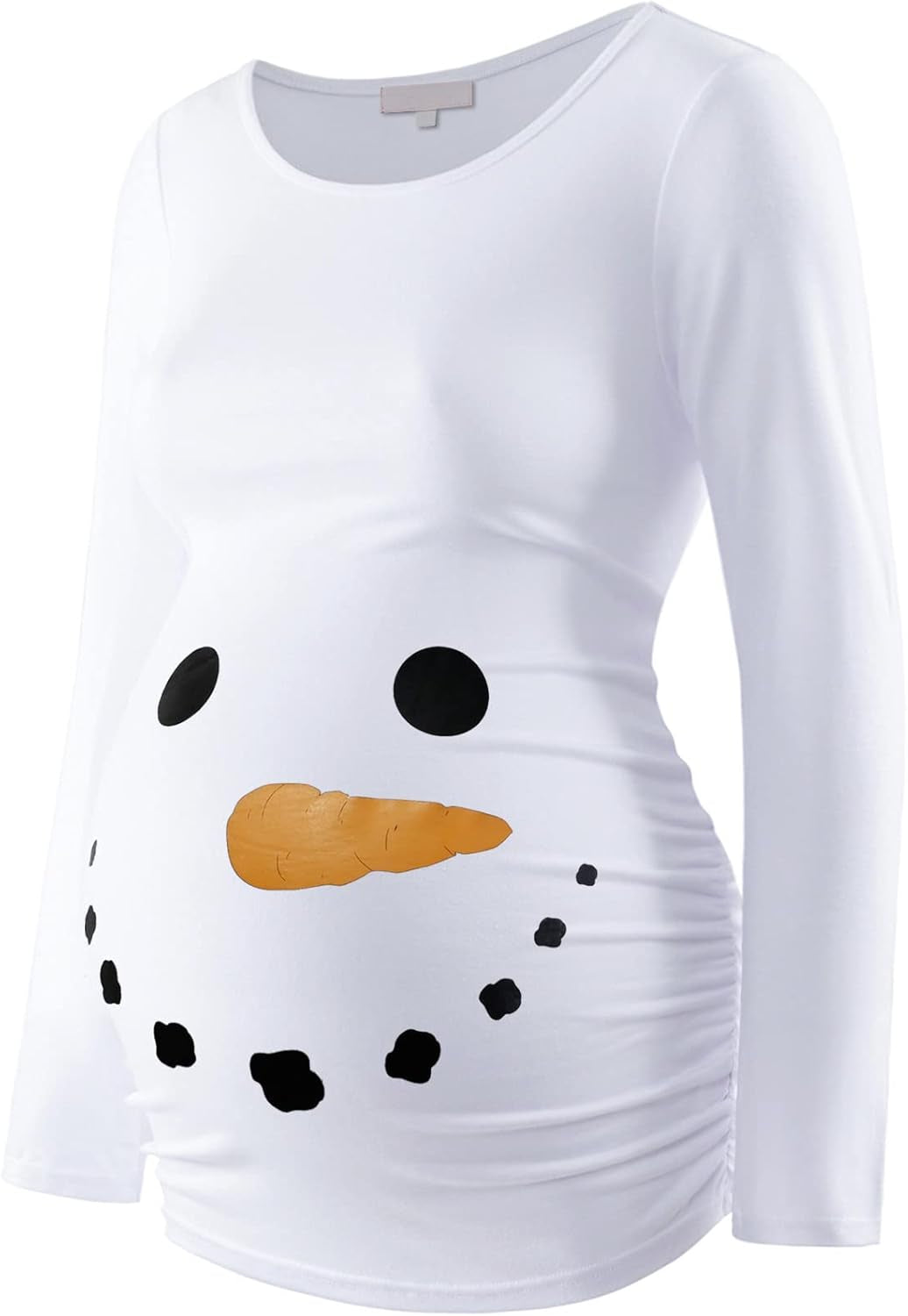 Maternity Shirt Long Sleeve Basic Top Ruch Sides Bodycon Tshirt for Pregnant Women