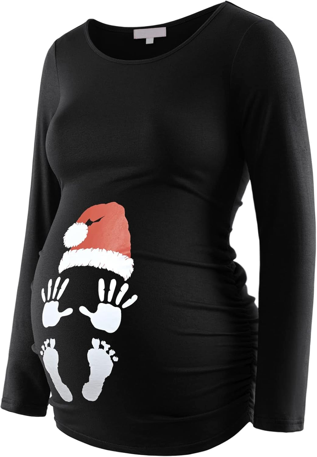 Maternity Shirt Long Sleeve Basic Top Ruch Sides Bodycon Tshirt for Pregnant Women