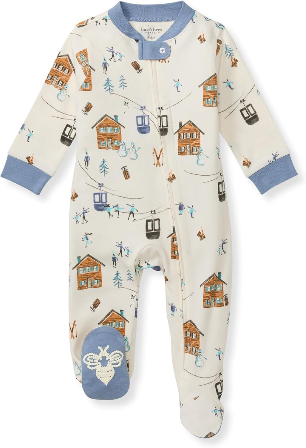 Burt'S Bees Baby Boys' Organic Cotton Loose Fit Sleep and Play One-Piece Zip Front Footed Pajamas