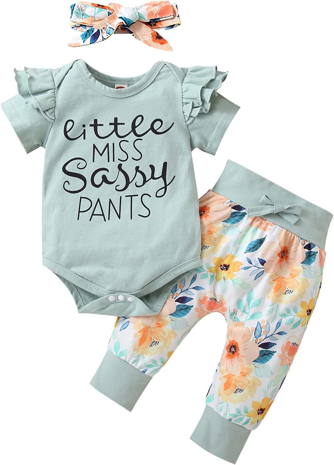Yvowming Newborn Baby Girl Clothes Infant Ruffle Romper Pants Set Summer Outfits Cute Baby Clothes for Girls