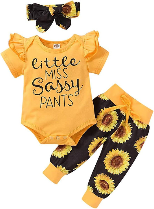 Yvowming Newborn Baby Girl Clothes Infant Ruffle Romper Pants Set Summer Outfits Cute Baby Clothes for Girls