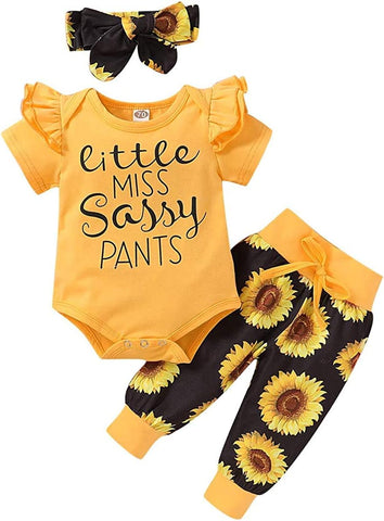 Yvowming Newborn Baby Girl Clothes Infant Ruffle Romper Pants Set Summer Outfits Cute Baby Clothes for Girls